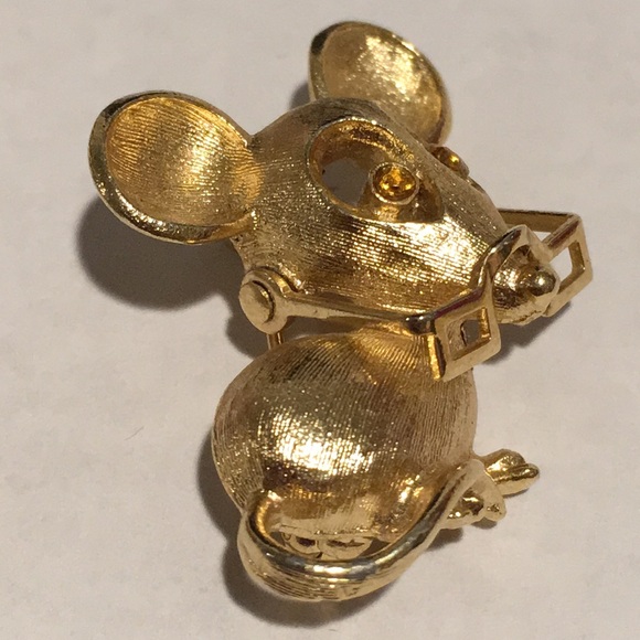 Vintage Avon Gold Tone Articulating Mouse with Eyeglasses Pin Brooch - Picture 3 of 7